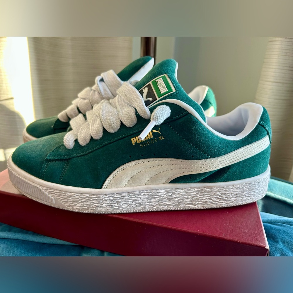 Puma Men’s Suede Fat Lace Green Sneakers, Size 11